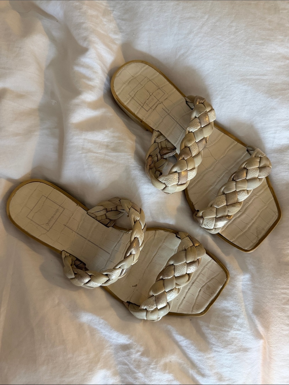 Dolce Vita Braided Double-Strap Sandals in Light Beige